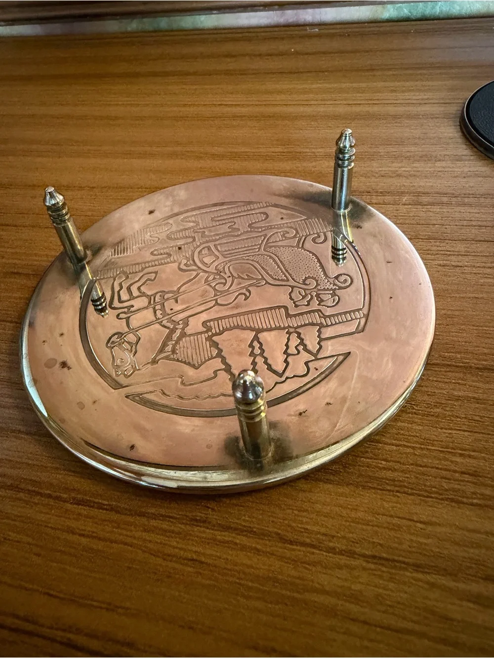 Vtg Christmas Silver Plated Coaster Set 6 Holder Sleigh Winter Holiday Vintage